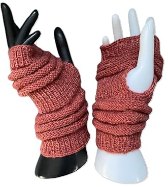Handstulpen „Rostglut Pulswärmer fingerlos Wolle Rostrot | handgestrickt, Unikat