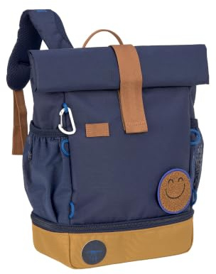 LÄSSIG Barnryggsäck barnryggsäck rulltopp med bröstbälte vattenavvisande, 11 liter/mini rulltopp ryggsäck marinblå, Mörkblå, modern