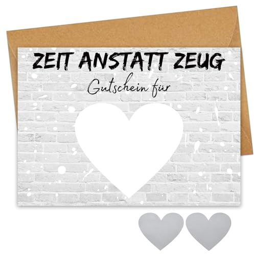 JOYEASE Zeit anstatt Zeug Gutscheine zum selber ausfüllen mit Rubbellose | Gutschein Geburtstag, Rubbelkarten zum selber beschriften, personalisierte Geschenke für Freundin Frauen Männer