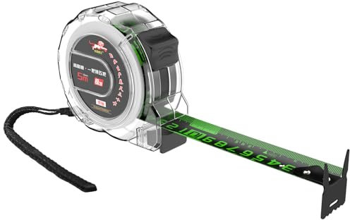 Lnopever Acciaio Inossidabile Fluorescente Metre Nastro,Metro Per Misurazione, Autobloccante,5 M,Con Scala Metrica Decimale (Scala Di Precisione Mid) Per Misurazioni In Diversi Contesti