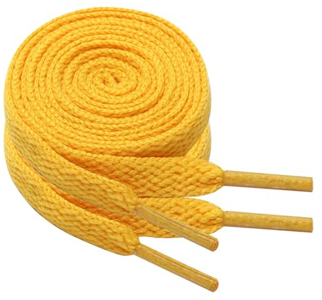 North Bund Lacets Chaussures Plats 2 Paires 8 mm - Lacets Chaussures Sneakers Couleurs Disponibles 60-180cm Jaune 130cm
