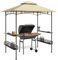Outsunny pabellón de Barbacoa 240 x 150 x 257 cm pabellón de jardín ignífugo Impermeable con Techo Doble, Rejillas Laterales, cenador de jardín con protección UV, pabellón de Barbacoa de Acero, Carpa