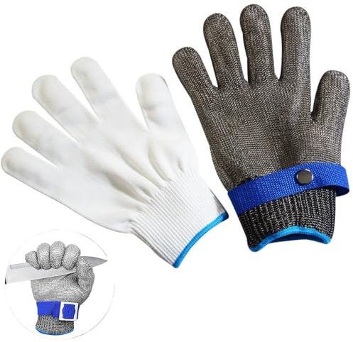 Yilceemy Gants Anti Coupure, Gants de Travail Anti Coupure, Gants pour Ouvrir Les Huitres de Niveau 5, pour Jardinage, Extérieur Explore Éviter Coupures（Gris