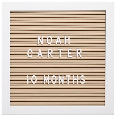 Kate & Milo Classic Wooden Letterboard, Baby Keepsake Photo Prop, Message Board Keepsake For Milestones, Gender Neutral Nursery Decor, Newborn Announcement Sign, White and Beige