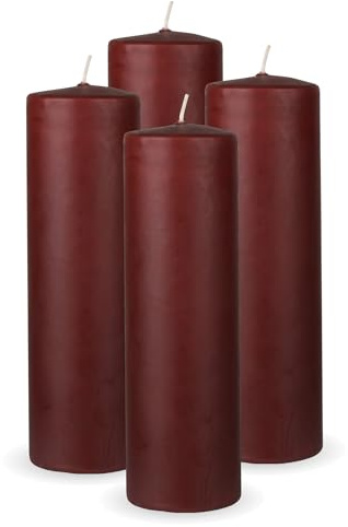HS Candle Stumpenkerzen 4er Pack Braun, Größe Ø7 x 20 cm, Wachskerzen lange Brenndauer bis zu 65 Std. - unparfümierte Säulenkerzen - viele Farben/Größen