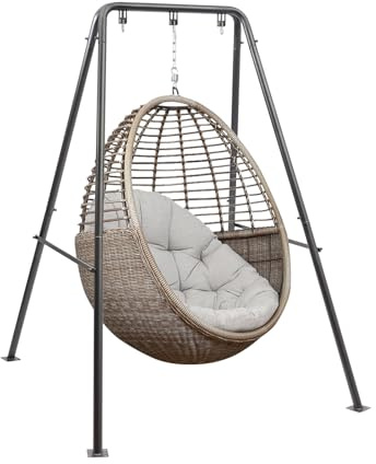 Support pour Hamac Support Fauteuil Suspendu Chaise Portable Cadre de Hamac Stable et Robuste,pour Chambre à Coucher, Balcon, Jardin(Chaise Suspendue Non Incluse) (Noir)
