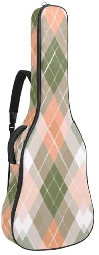 Akustikgitarre Tasche 1cm Dicke Polsterung, Wasserdicht Oxford Tuch Gitarrentasche Rucksack für 40-42 Zoll E-Bass Klassische Gitarren, Elegante Gold Libelle Kunst mit Linie, Mehrfarbig 04