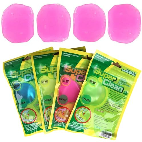 Lot de 4 Gel Nettoyant Voiture, Gel de Nettoyage pour Clavier Slime de Nettoyage, Nettoyant pour Poussière Nettoyange Clavier Nettoie Poussière et Saleté pour Ordinateurs, Intérieur Automobile, Rouge