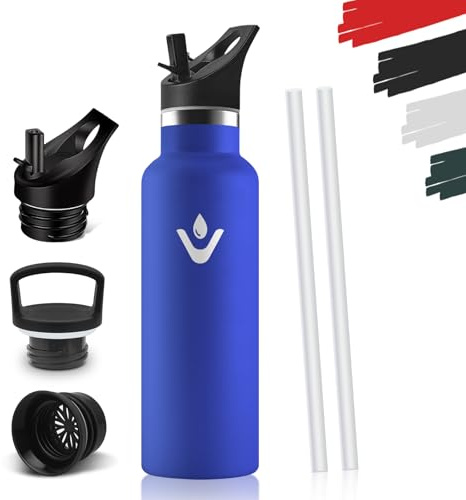 Botella Agua Niños 500ML, Sin BPA, Cantimplora Infantil, Acero Inoxidable 18/8, Botella Acero Inoxidable, A Prueba De Fugas Reutilizable, Termo Para Camping, Gimnasio, Escuela, Deportes - Azul real