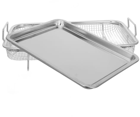 ULTECHNOVO 2 Stück Grill und Backblech Set Teiliges Air Fryer Zubehör für Frittieren Backen und Grillen für Hähnchen Pommes und Bbq im Freien