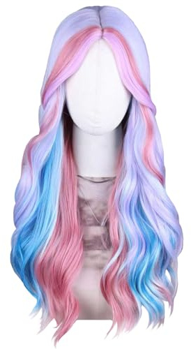 YOUYIKE Perrücke Frauen Rosa Verlauf, Gewellte Lange Rosa Verlauf Perrücke Frauen, Fasching Perücken Damen, Geeignet für PrinzessinnenAnkleide, Themenparty, Cosplay, Halloween, Karneval