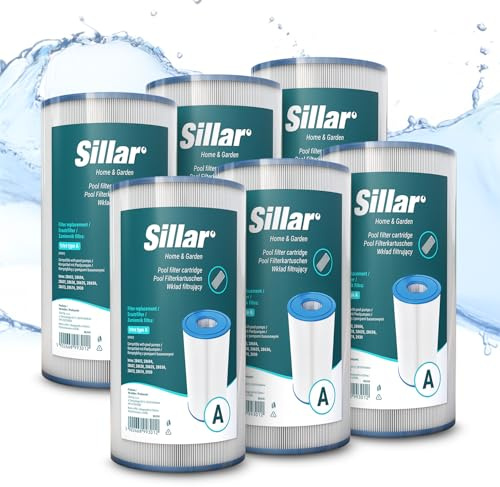 Sillar Pool Filterkartusche Typ A/C – 6 Stück, kompatibel mit Intex 29000E / 59900E, Ersatzfilter für Intex Filterpumpen 28635, 28636, 28637, Poolfilterpatrone für Easy Set und Aufstellpools