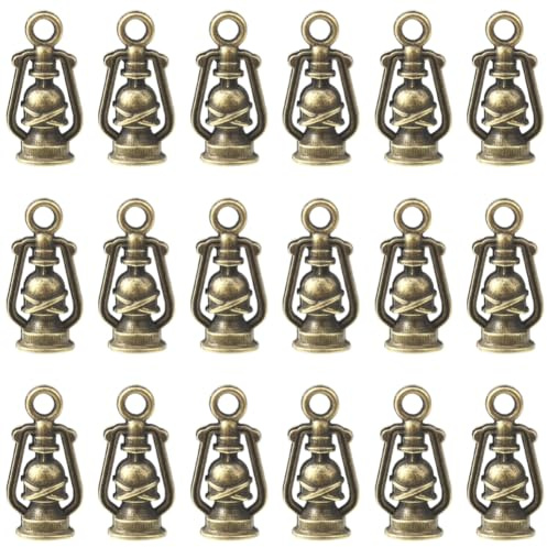 SUNNYCLUE 1 Box 40 Stück Metall Laternenanhänger Lampenanhänger Tibetische Antike Bronze Petroleumlampen Winteranhänger Zur Schmuckherstellung Ohrringe Armbänder Halsketten Schlüsselanhänger Taschenor
