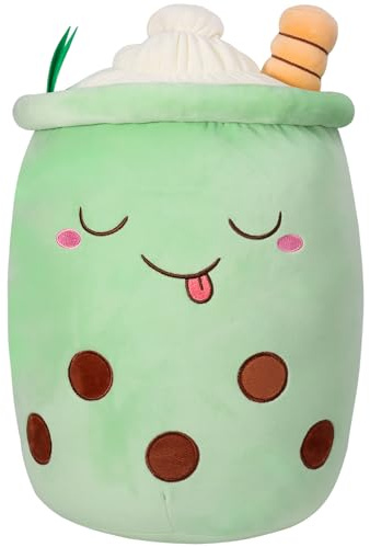 HXPLN Peluche Bubble Tea 35cm, Kawaii Peluche Boba pour Les Filles et Les Garçons, Souple Jouets Coussin Potelés pour Enfants Cadeau (35cm, Vert)