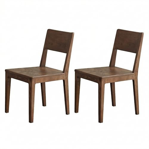 YESWOOD Esszimmerstühle 2er Set Esche Holzstuhl mit Rückenlehne,Walnuss | Holzstühle Massives Eschenholz, armlose Stühle vormontiert geliefert Stühle für Esszimmer Küche Wohnzimmer 44x54x80 cm