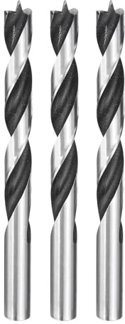 sourcing map Brad Point Bohrer 12 mm Durchmesser, gerader runder Schaft, metrischer Spiralbohrer für Weichholz, Hartholz, Sperrholz, Kunststoff, Gummi, silberfarben, 3 Stück
