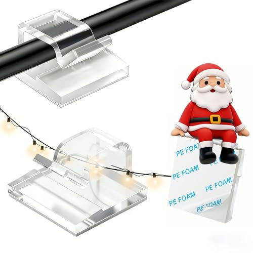 KLJ Kabelhalter selbstklebend Outdoor und Innenraum klebehaken 50 Stück | Transparent kabel organizer für Kabelmanagement,Kabelclips für Schreibtisch kabelbefestigung,kabelklemmen für Lichterkette