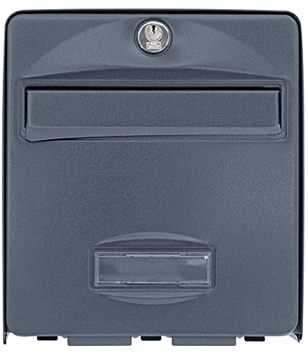 BURG-WÄCHTER Boîte aux Lettres, 1 Porte, 504 ANT Mini BALthazar, Anthracite, en Acier Galvanisé, Avec Porte à Ouverture Totale et Stop-Courrier (Porte bloquée à 120°)