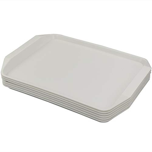 Ponpong Rectangulaire Plateaux Plateau de Service Plastique, Blanc, Lot de 6