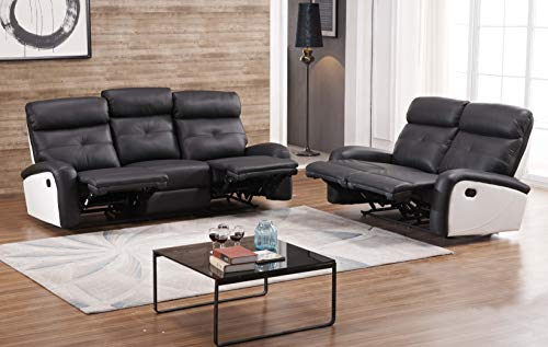 Mapo Möbel Voll-Leder Sofagarnitur Fernsehsofas Relaxsofas 5130-3+2-SW