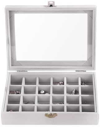 THETAG Schmuckkästchen, Damen Schmuckschatulle Ringbox für Armband,Halskette und Ohrringe grau (Grey)