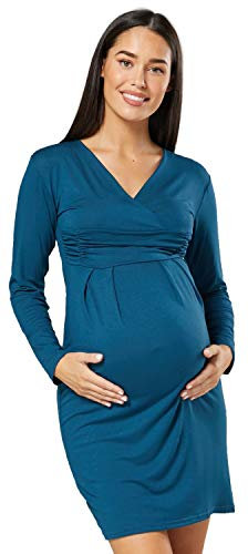 HAPPY MAMA Da Donna maternità Allattamento Matita Maglia Casuale Vestito 285p (Verde Bottiglia, IT 48, 2XL)