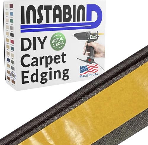 Instabind Carpet Binding, Rug Edge Binding - Regular Style, Ideal for Area Rugs, Durable Hold - DIY Carpet Finishing - Graphite, 54 ft Rolls