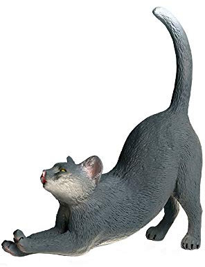 JOKFEICE Realistic Animal Figures Cat Figurines, Science Project, Cake Topper, Early Educational Toys Birthday for Toddlers Kids Age 3 4 5(Grey)