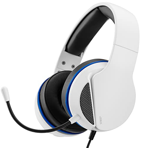 NITHO Janus Casque Gaming pour PS4/PS5/Xbox One/Xbox Series X/S Consoles et PC/Mobile/Tablette, Casque Gaming avec Micro Pliable, Micro 3.5 mm Jack - Blanc