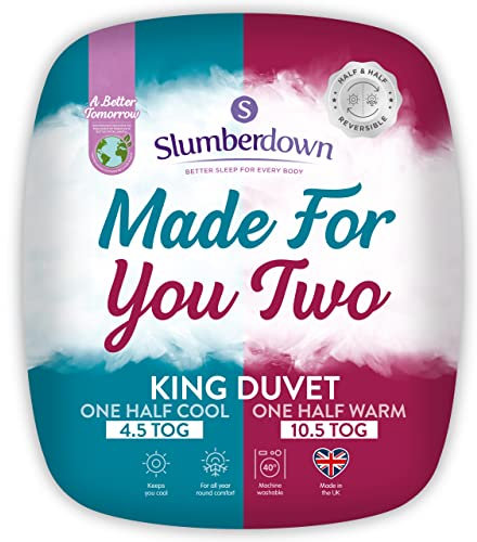 Slumberdown Made For You Two King Size Duvet - Half 4.5 & Half 10.5 Tog King Quilt for Couples with Different Sleep Temperatures | UK-Made, Non-Allergenic, Washable (225 x 220cm)
