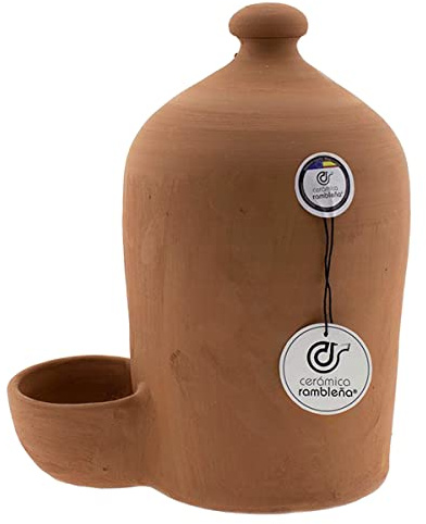 CERÁMICA RAMBLEÑA | Abreuvoir pour chiens | Abreuvoir pour chats | Abreuvoir pour poules Boue rouge de La Rambla (Cordoba) | 100% fait à la main | 1 litre | Eco