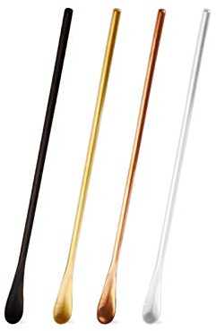 Cuillères à dessert Cuillère Soupe Barreau de lait, cuillères à barres, 4 pcs agitateur de cocktail 304 cuillère en acier inoxydable, pour le barman ou l'utilisation de la maison (4 couleurs) Louches