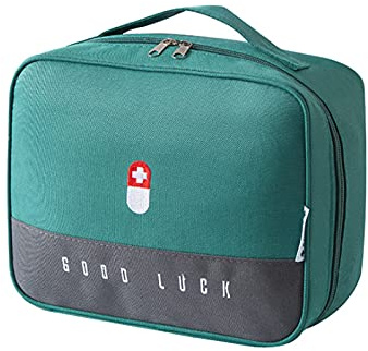 ToKinCen First Aid Bag Compact, First Aid Kit Bag Multifunctional Layered Waterproof Medical Supplies Organizer Travel Medicine Bag for Emergency Home Office Car Outdoors Boat Camping Hiking (Green)