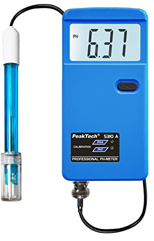 PeakTech P 5310 A pH Messgerät/PH Meter mit austauschbarer BNC Elektroden Sonde, geeignet für Schwimmbad, Aquarium und Labor, P 5310 A, Blau