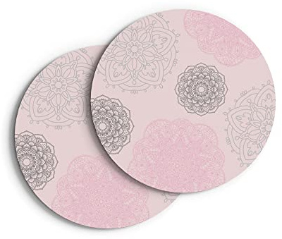 Untersetzer für Gläser Mandalas rosa 6er Set Bedruckte Glasuntersetzer