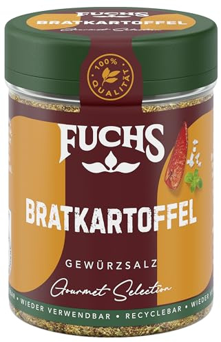 Fuchs Gourmet Selection Klassisch/Heimisch – Bratkartoffel Gewürzsalz, nachfüllbares Kartoffel Gewürz, Salz zum Würzen von Brat- & Ofenkartoffeln, Pommes Frites & Co, vegan, 70 g