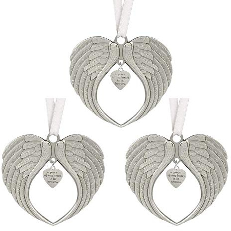 AIXITONG 3 Pcs Angel Wings Memorial Ornament Hanging Bauble Stylish Tree Hanging Pendants for Tree in Our Memory Hanging Ornaments Home Decor Gifts