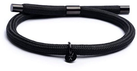 Alton of Sweden | Handgefertigt in Italien | Premium Paracord Armband für Männer & Frauen aus Nylon | Wasserdichtes nautisches Seil | Exklusive Schmuck-Geschenkbox (Schwarz - Schwarz PVD)