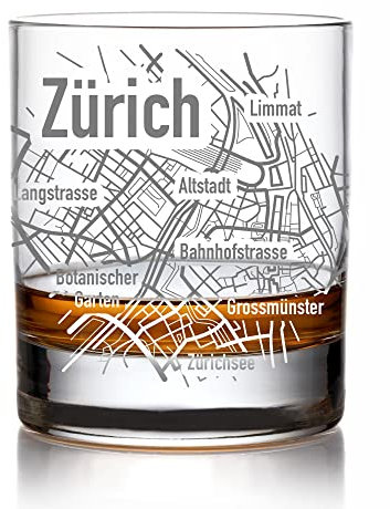 AMAVEL Vaso de whisky con grabado del mapa de la ciudad de Zurich, vaso de whisky, regalo de Zurich, accesorio para whisky, vaso de cristal con grabado, recuerdo de Zurich, vasos de whisky, regalos
