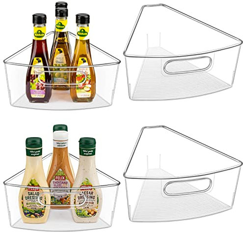 JEISSLIA Eckenschrank-Organizer, 4er-Pack, Transparent, für 81,3 cm große Lazy Susans, aus BPA-freiem und chlorfreiem, bruchfestem Kunststoff, mit rutschfesten Pads