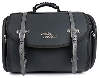 MOTO NOSTRA Koffer Tasche schwarz PU 480x300x270mm 35L kompatibel mit Vespa | Für Montage mit Gurten auf Gepäckträger/Gepäckbrücke, PU wasserabweisend, Regenhülle, Zahlenschloss; kompatibel mit Lambretta
