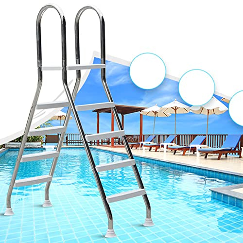BOTOWI Échelle de Piscine de 132 cm de Haut, échelles de Piscine pour piscines Hors Sol, échelle de Piscine en Acier Inoxydable 304 avec marches en Plastique antidérapantes, maximale 500 LB