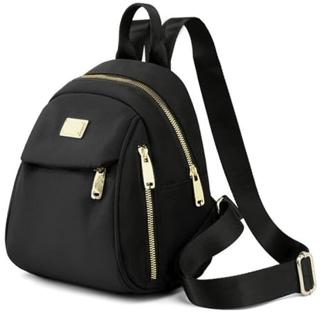 CYchen Damen Rucksack Klein, Handtasche Schultertasche Diebstahlsicherer Taschen Schwarz, Mädchen City Rucksackhandtaschen Elegant Frauen Canvas Sicherheitsrucksack, Damenrucksack mit Vielen Fächern