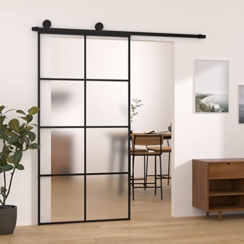 Homgoday Sliding Door Hardware Set ESG Glass Aluminium 102.5 x 205 cm, Sliding Sliding Door Entry Home Bathroom Living Room Room Type 2