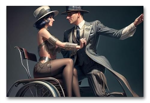 CALVENDO Leinwand · Dance withe me | AI- Wheelchairdriver · 90 × 60 cm quer · Textil-Leinwand auf Keilrahmen · CALVENDO Leinwand