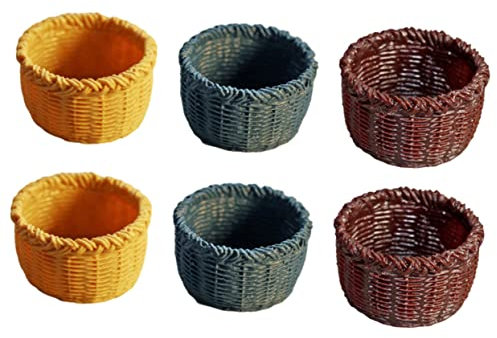 OATIPHO 6St Mini-Korb geflochtener obstkorb Weidenkorb Brotkorb Vasen Wohnkultur Möbel Minikorb Korb-Modell Puppenhaus Haushaltsprodukte Aufbewahrungskorb Picknickkorb Kind schmücken Harz