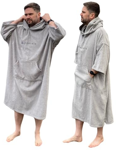 Stravaig Frottee-Poncho für Erwachsene – leicht zu wechselnder Frottee-Bademantel zum Schwimmen, Surfen, Schwimmen in freier Natur, Strand (SM)