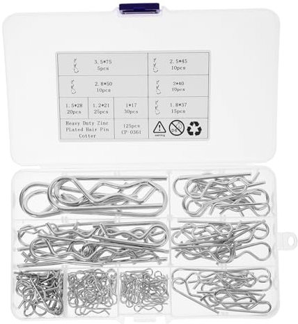 FELTECHELECTR 125stücke Achtzehn Hochleistungs-anhängerkupplungsstift-clips Splintstifte Edelstahl Federhaltedrahtstifte Hardware-stifte Für Anhängerkupplung Federstifte Federspannungsstifte