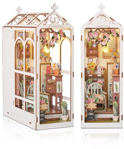 Cuteefun Book Nook DIY holzbausatz -Gartenhaus | Miniatur Puppenhaus Kit, Buchstützen Modell Holzbausatz, Kreatives Handwerk & Bücherregal-Dekoration & Einzigartiges Geschenk