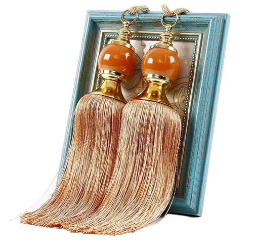 XPJYUA Raffhalter für vorhänge 1 Pair Curtain Tie Backs with Tassel Traditional Tieback Curtain Decorative Accessories(Orange)